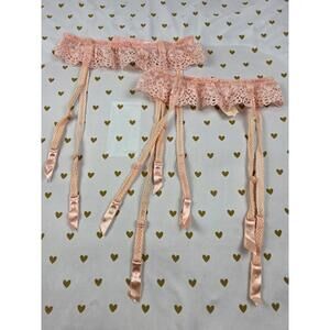 Victorias secret NWT lot of 2 peach garter belts lace medium